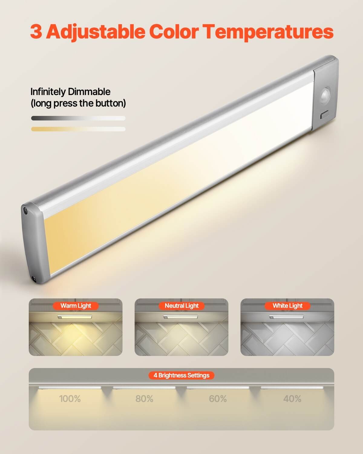 Rechargeable LED Motion Sensor Cabinet Lights – 2 Pack | Wireless Under-Cabinet & Closet Lighting