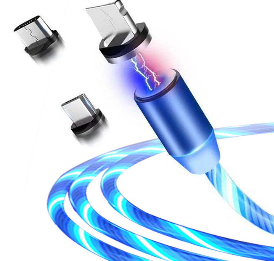 3-in-1 Magnetic LED Charging Cable β Fast Charging for iPhone, Android & Type-C
