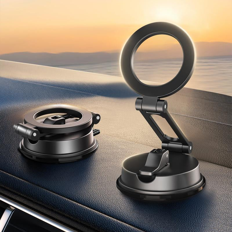 Upgraded 360° Rotation Magnetic Phone Holder with Adhesive Base, Ultra-Strong Suction Cup & Foldable Retractable Car Mount for Dashboard/Windshield