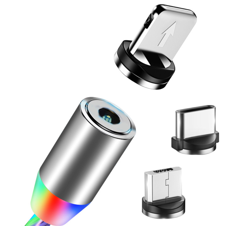 3-in-1 Magnetic LED Charging Cable β Fast Charging for iPhone, Android & Type-C
