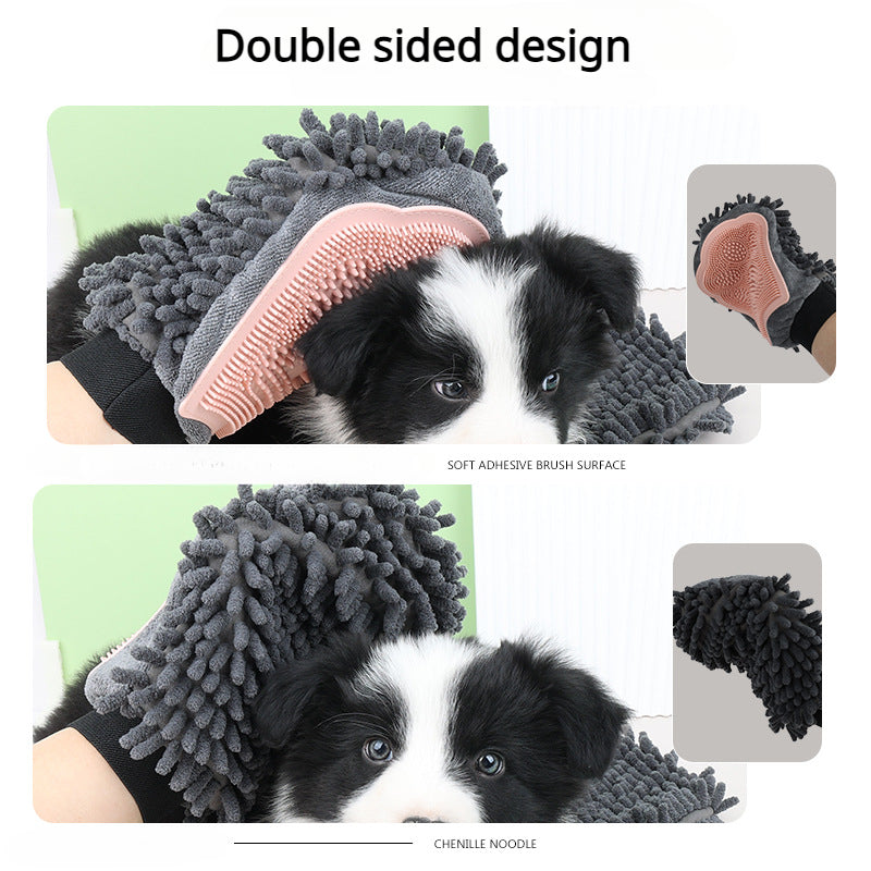 2-in-1 Pet Grooming & Bathing Glove – Deshedding Brush + Massage Mitt
