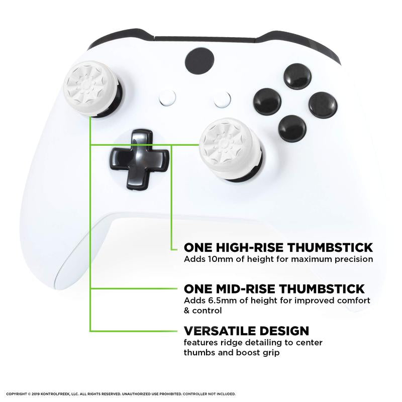 FPS Freek Galaxy White for Xbox One and Xbox Series X Controller | Performance Thumbsticks | 1 High-Rise, 1 Mid-Rise | White New Xbox Controller Grips