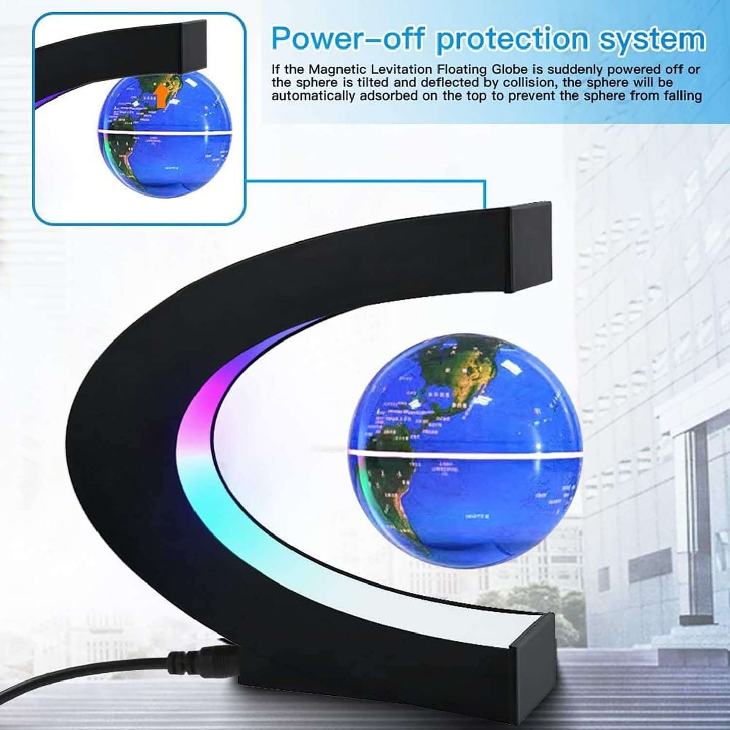 Magnetic Levitating Globe Lamp with LED Light – Futuristic Desk Decor & Unique Gift Idea