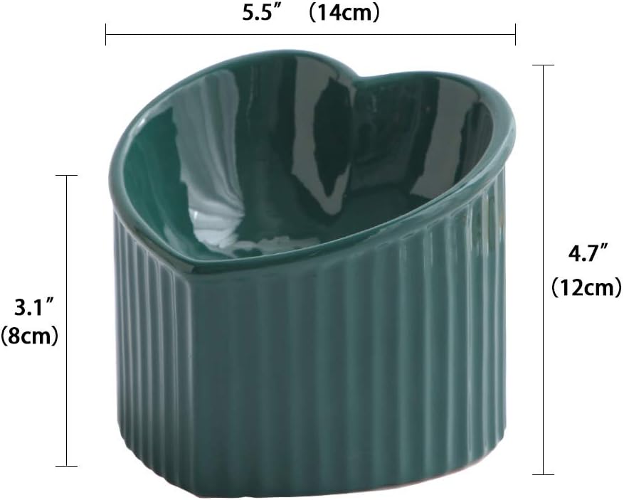 Tilted Cat Food & Water Bowl – Raised Ceramic, Microwave & Dishwasher Safe