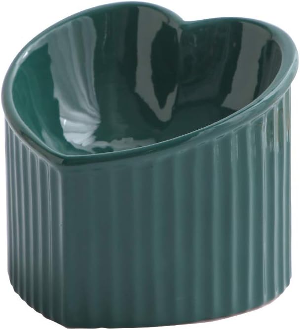 Tilted Cat Food & Water Bowl – Raised Ceramic, Microwave & Dishwasher Safe