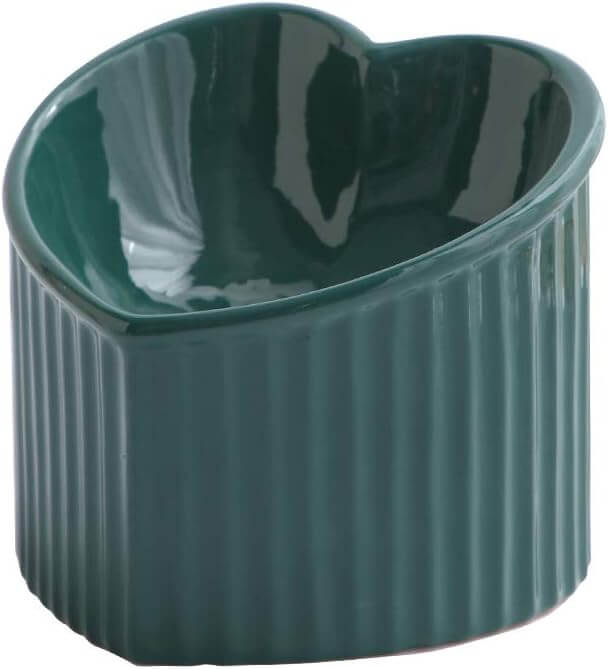 Tilted Cat Food & Water Bowl – Raised Ceramic, Microwave & Dishwasher Safe