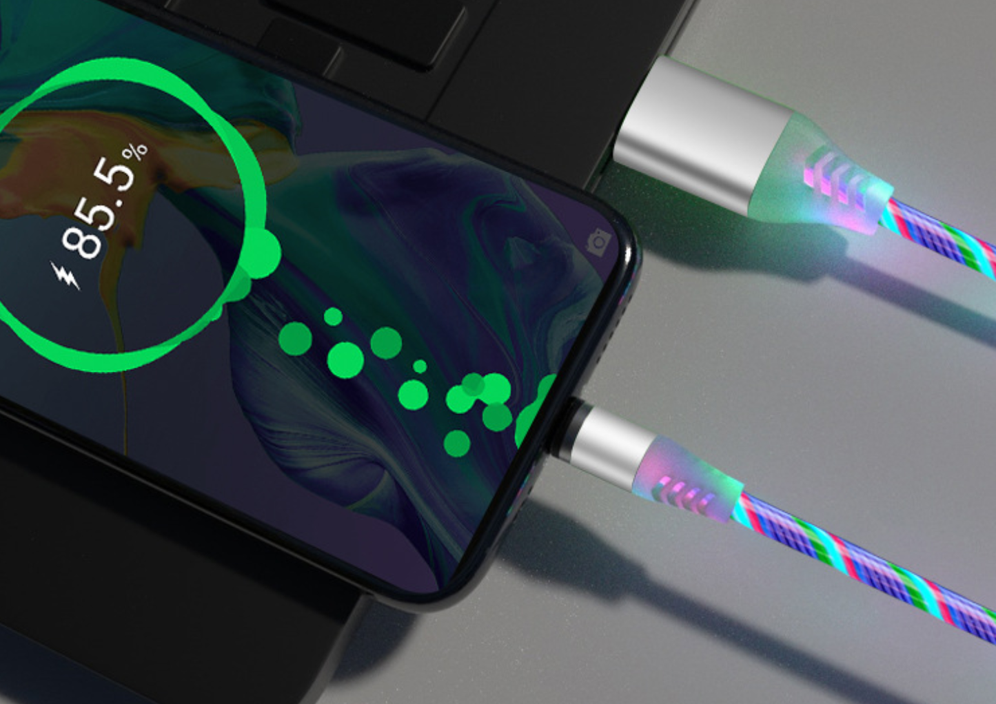 3-in-1 Magnetic LED Charging Cable β Fast Charging for iPhone, Android & Type-C