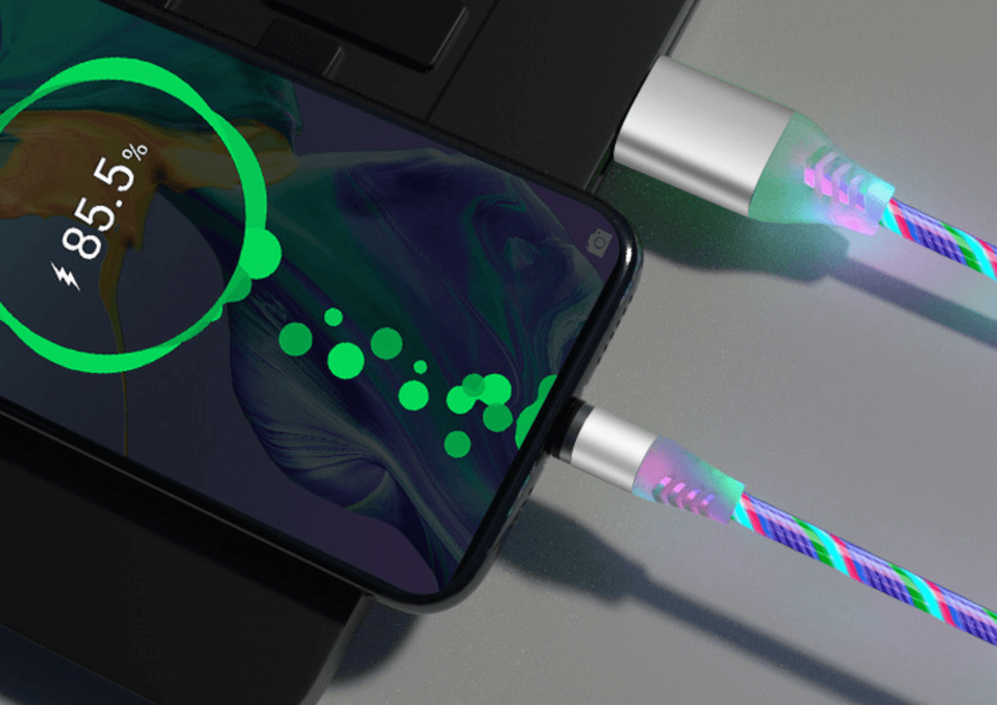 3-in-1 Magnetic LED Charging Cable β Fast Charging for iPhone, Android & Type-C