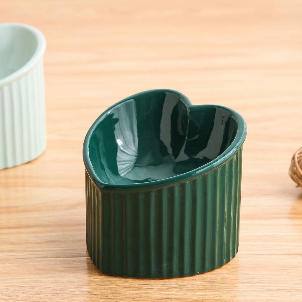 Tilted Cat Food & Water Bowl – Raised Ceramic, Microwave & Dishwasher Safe