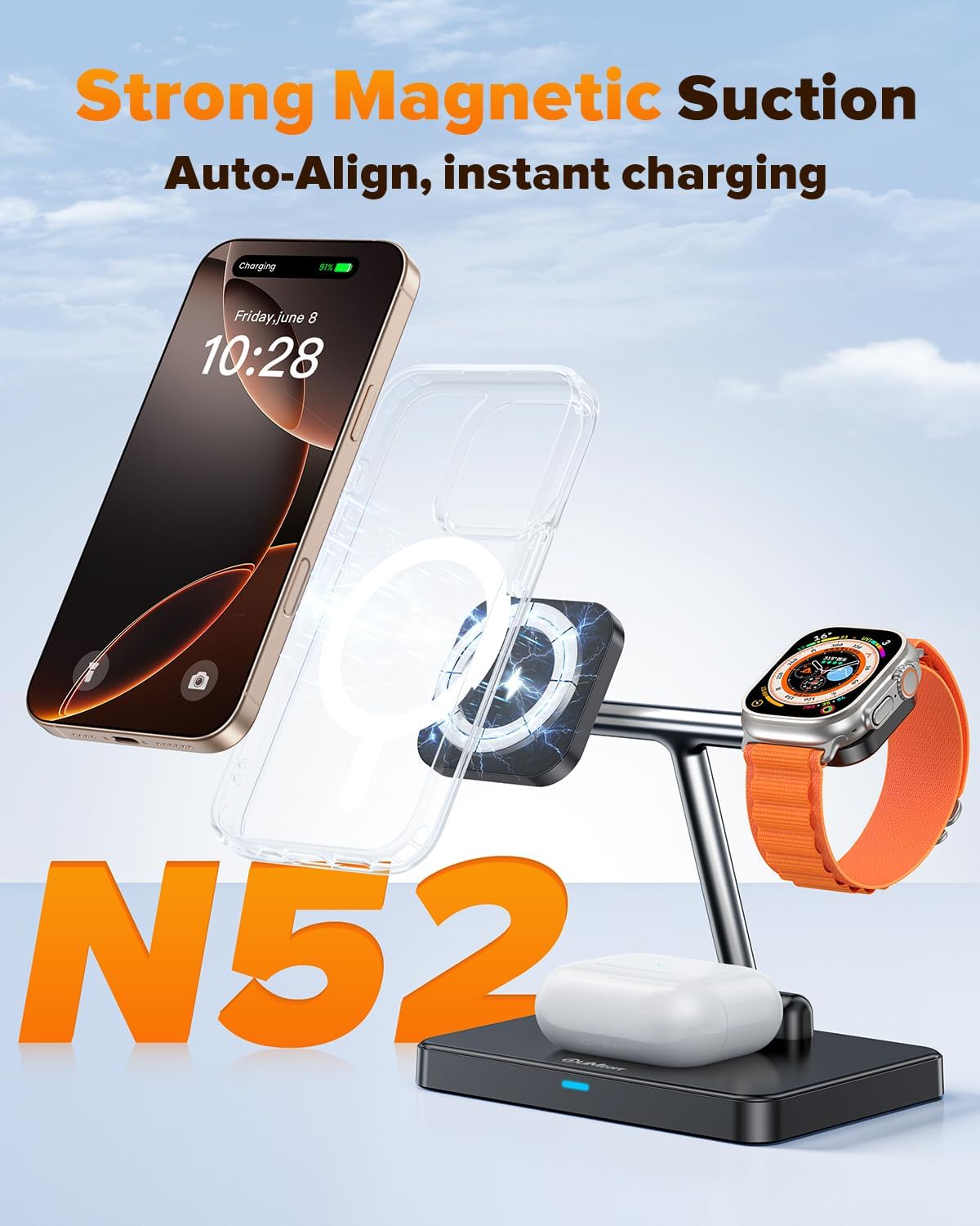 3 in 1 Foldable Wireless Charging Station for All IPhones