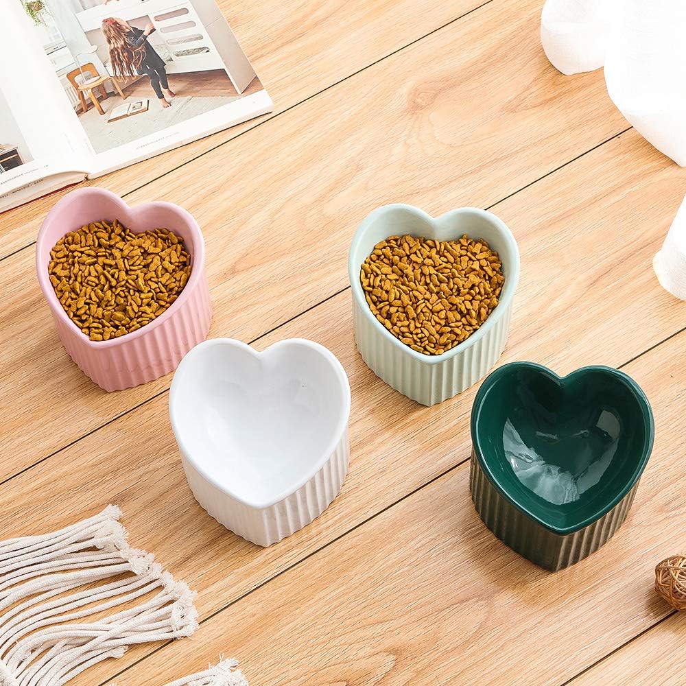 Tilted Cat Food & Water Bowl – Raised Ceramic, Microwave & Dishwasher Safe