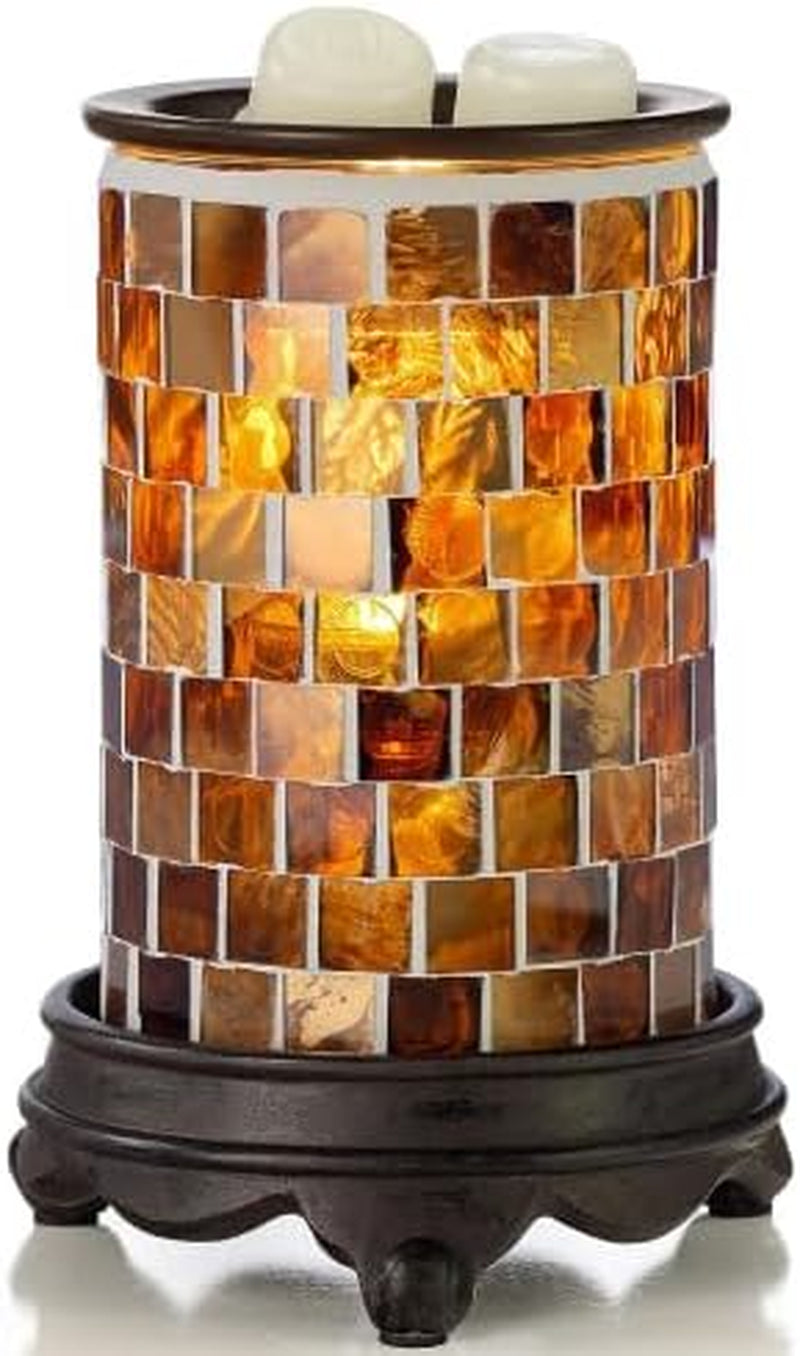 Wall Plug-In Wax Warmer - Mosaic Glass Radiant Sienna Electric Fragrance Candle Warmer and Night Light - for Scented Wax, Essential Oils, Candle Wax Melt Warmer, Tarts - Wax Melter
