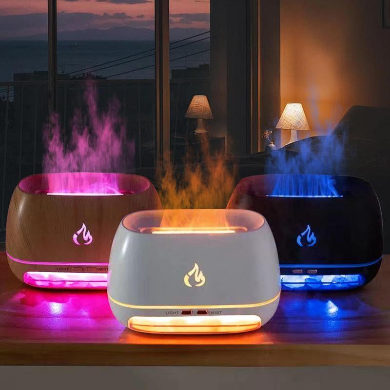 【Bamboo Limited Sale】Sparkhq Aromatherapy Diffuser, Simulation Flame Design Salt Lamp Aromatherapy Diffuser with 7 Light Colors, USB Powered Essential Oil Diffuser for Home Use, Humidifier Mist Effect