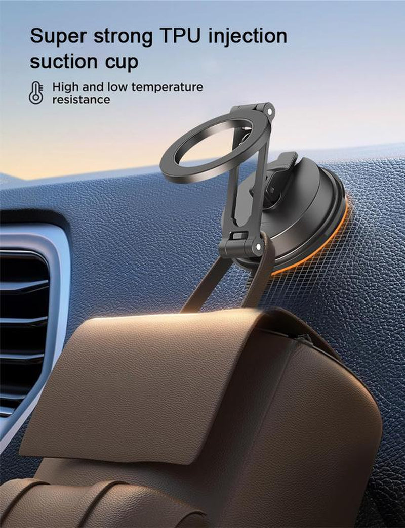Upgraded 360° Rotation Magnetic Phone Holder with Adhesive Base, Ultra-Strong Suction Cup & Foldable Retractable Car Mount for Dashboard/Windshield