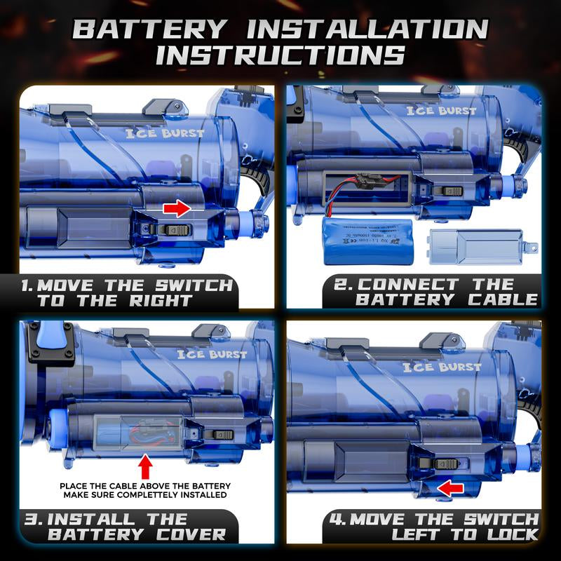 Gatling Electric Water Gun for Adults Kids Ages 8-12, Most Powerful Automatic Squirt Gun, High Powered 28-32 FT Long Range Auto Water Blaster, LED Light Outdoor Pool Swimming Toy Game(Black)