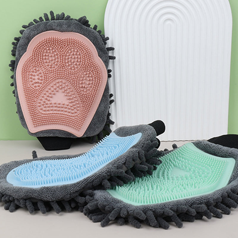 2-in-1 Pet Grooming & Bathing Glove – Deshedding Brush + Massage Mitt