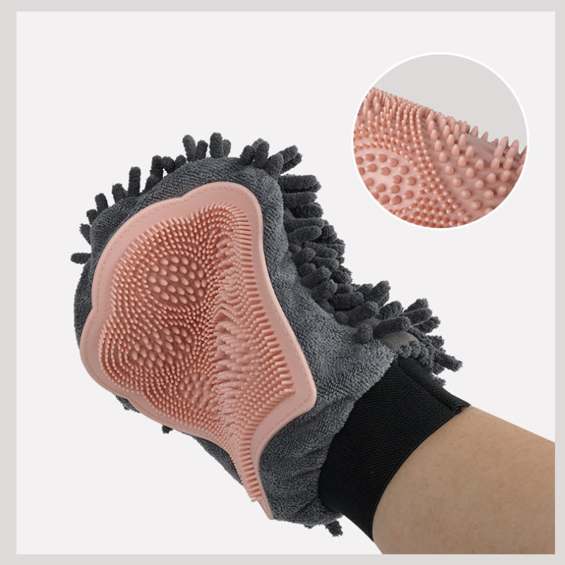 2-in-1 Pet Grooming & Bathing Glove – Deshedding Brush + Massage Mitt