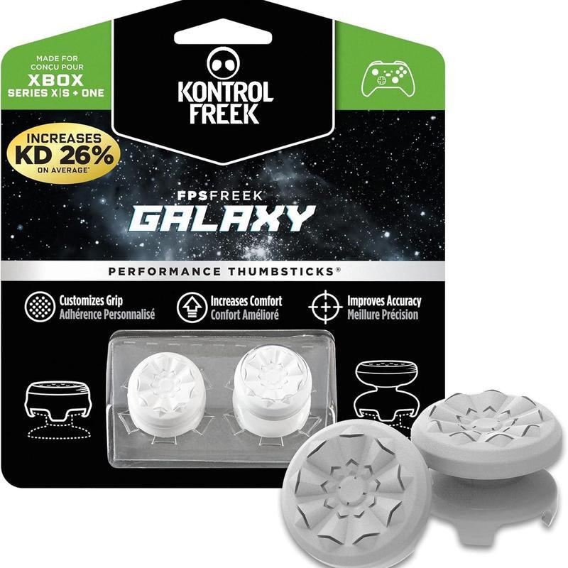 FPS Freek Galaxy White for Xbox One and Xbox Series X Controller | Performance Thumbsticks | 1 High-Rise, 1 Mid-Rise | White New Xbox Controller Grips