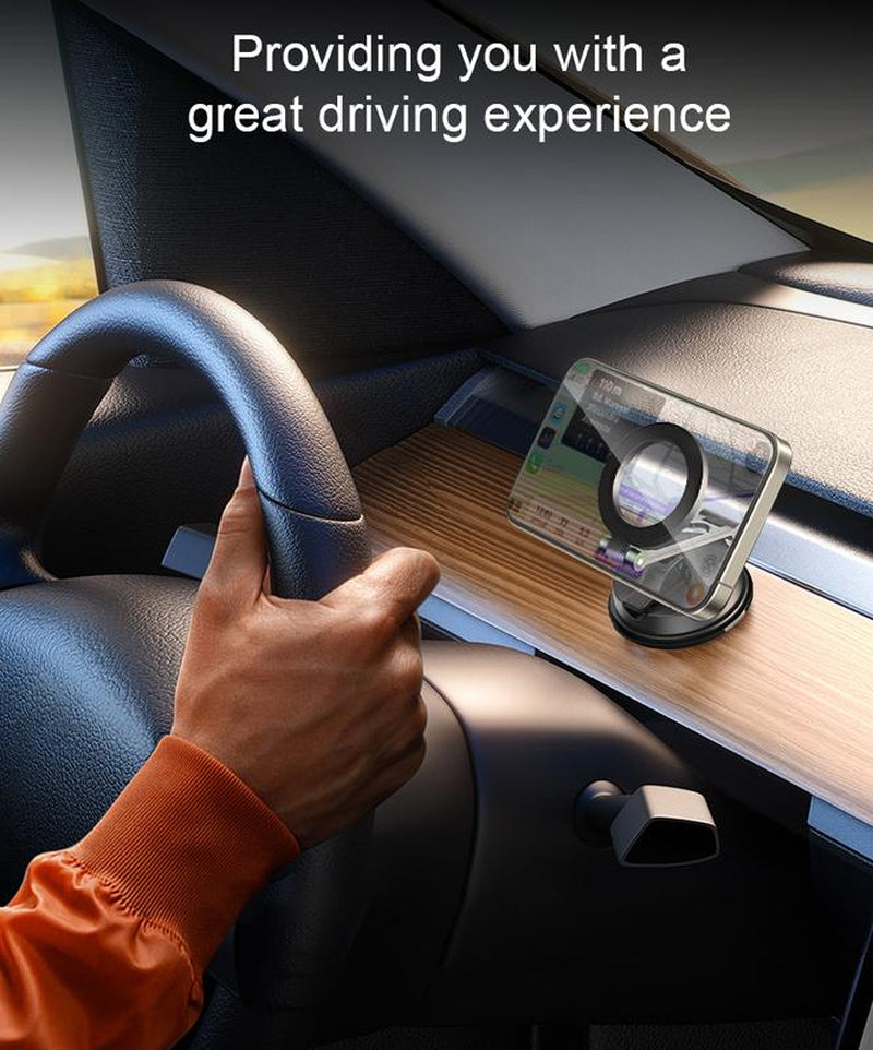 Upgraded 360° Rotation Magnetic Phone Holder with Adhesive Base, Ultra-Strong Suction Cup & Foldable Retractable Car Mount for Dashboard/Windshield