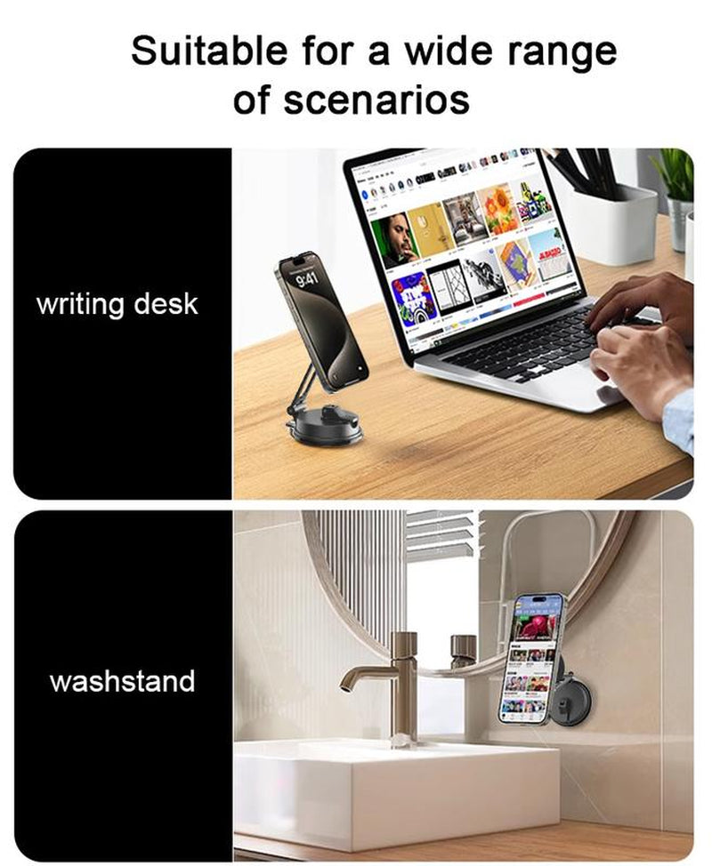 Upgraded 360° Rotation Magnetic Phone Holder with Adhesive Base, Ultra-Strong Suction Cup & Foldable Retractable Car Mount for Dashboard/Windshield
