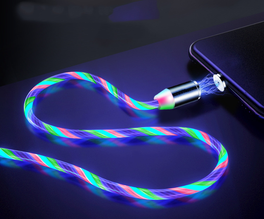 3-in-1 Magnetic LED Charging Cable – Fast Charging for iPhone, Android & Type-C
