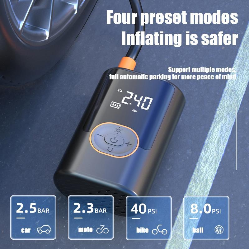 Portable Smart Tire Inflator Air Compressor – Digital Auto Pump w/ LED Light & Power Bank (Car, Bike, Ball)