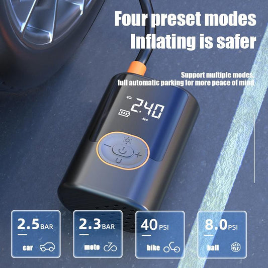 Portable Smart Tire Inflator Air Compressor – Digital Auto Pump w/ LED Light & Power Bank (Car, Bike, Ball)