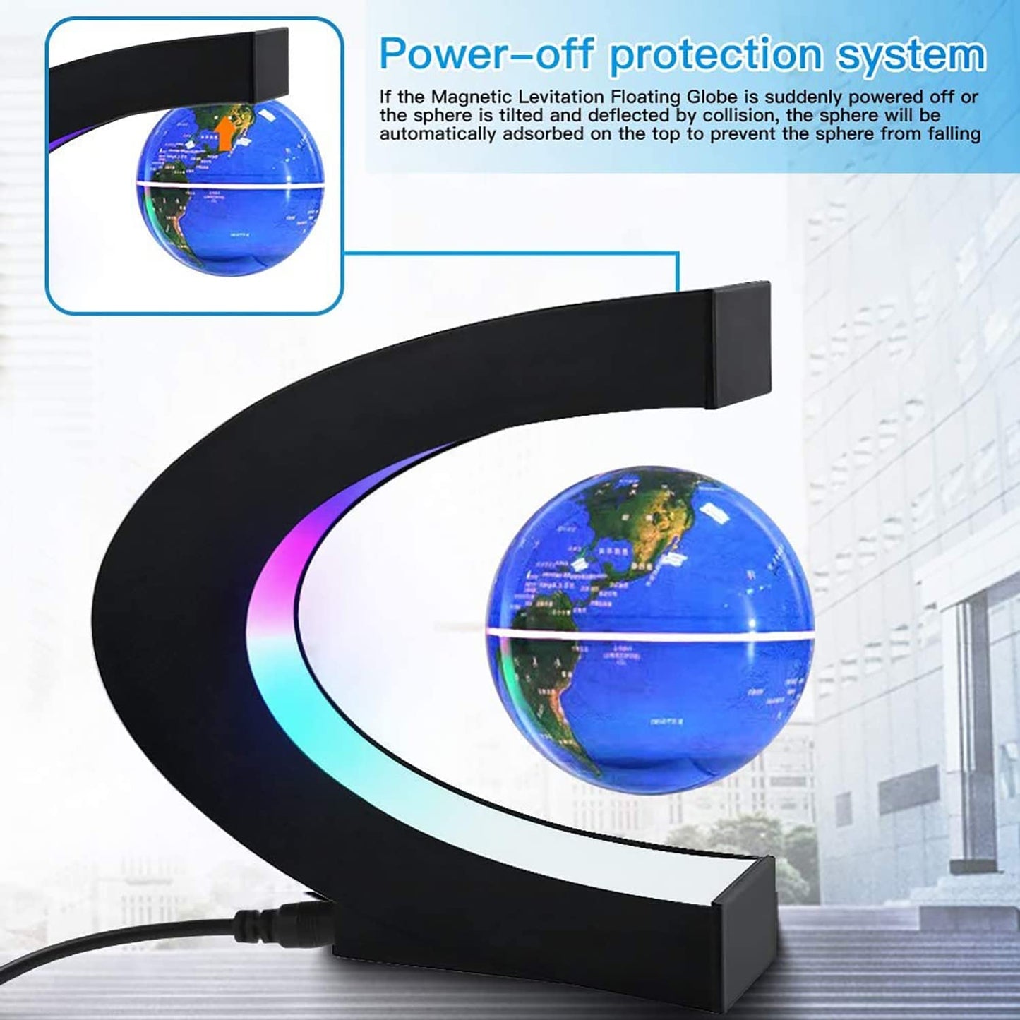 Magnetic Levitating Globe Lamp with LED Light – Futuristic Desk Decor & Unique Gift Idea