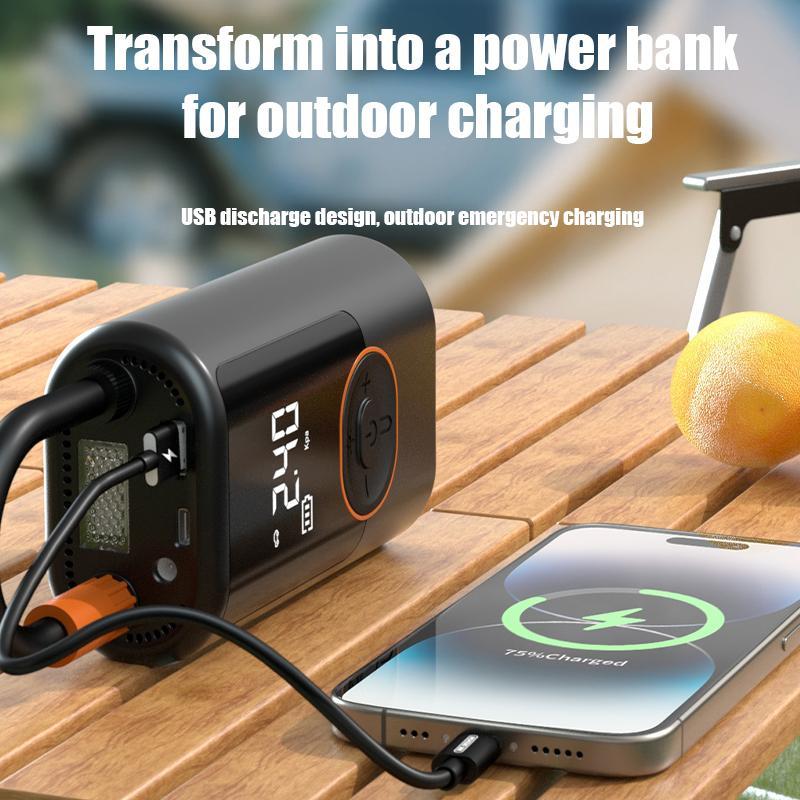 Portable Smart Tire Inflator Air Compressor – Digital Auto Pump w/ LED Light & Power Bank (Car, Bike, Ball)