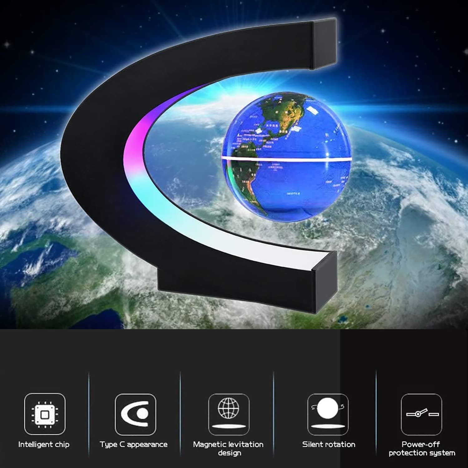Magnetic Levitating Globe Lamp with LED Light – Futuristic Desk Decor & Unique Gift Idea
