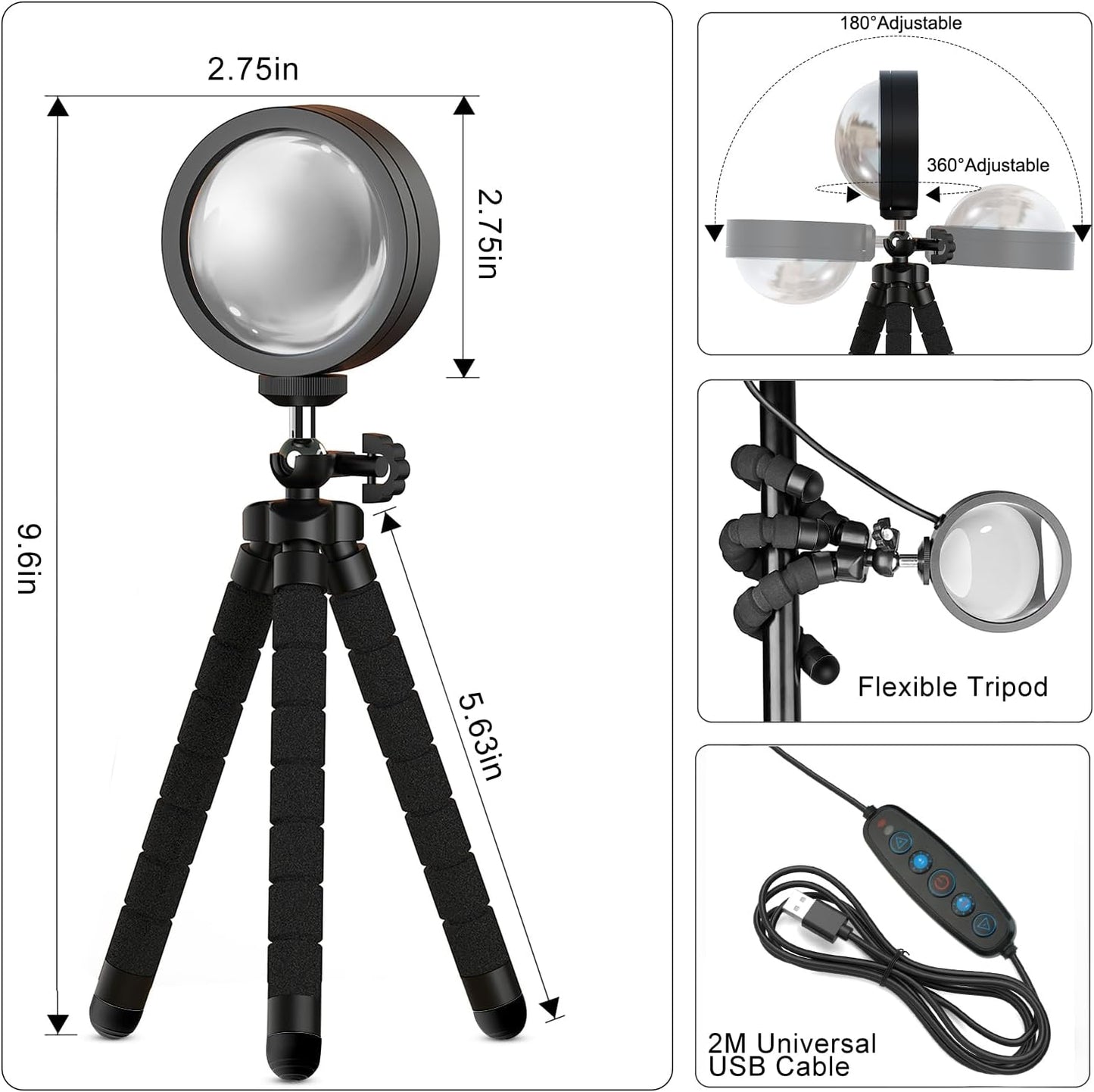 360° Sunset Lamp Projector – Multicolor Mood Light with Tripod & App Control (Ships from USA 🇺🇸)