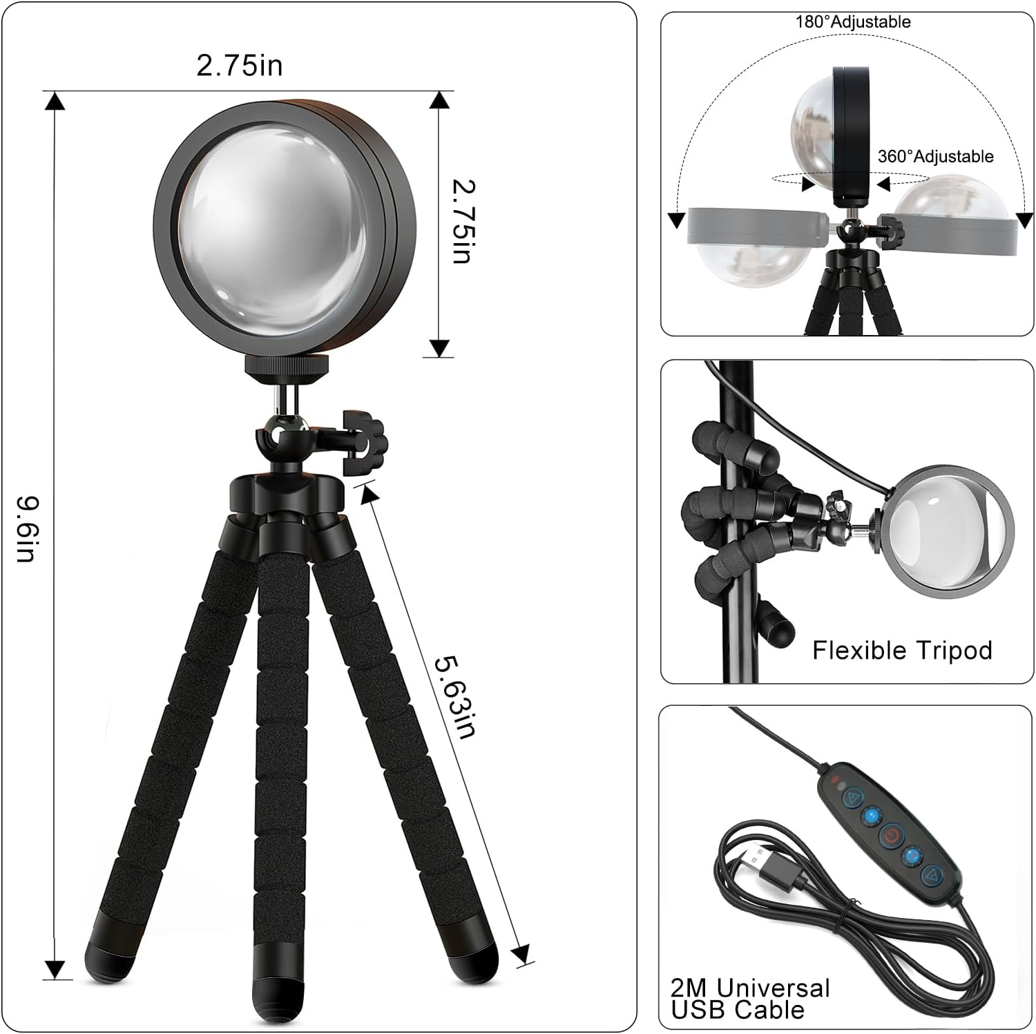 360° Sunset Lamp Projector – Multicolor Mood Light with Tripod & App Control (Ships from USA 🇺🇸)