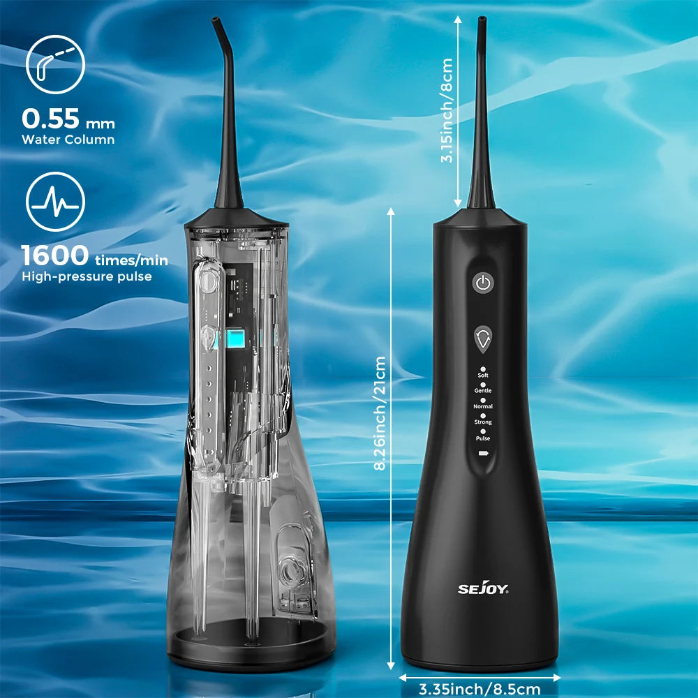 Water Dental Flosser Portable Dental Oral Irrigator with 5 Modes 5 Jet Tips Rechargeable Waterproof Teeth Cleaner