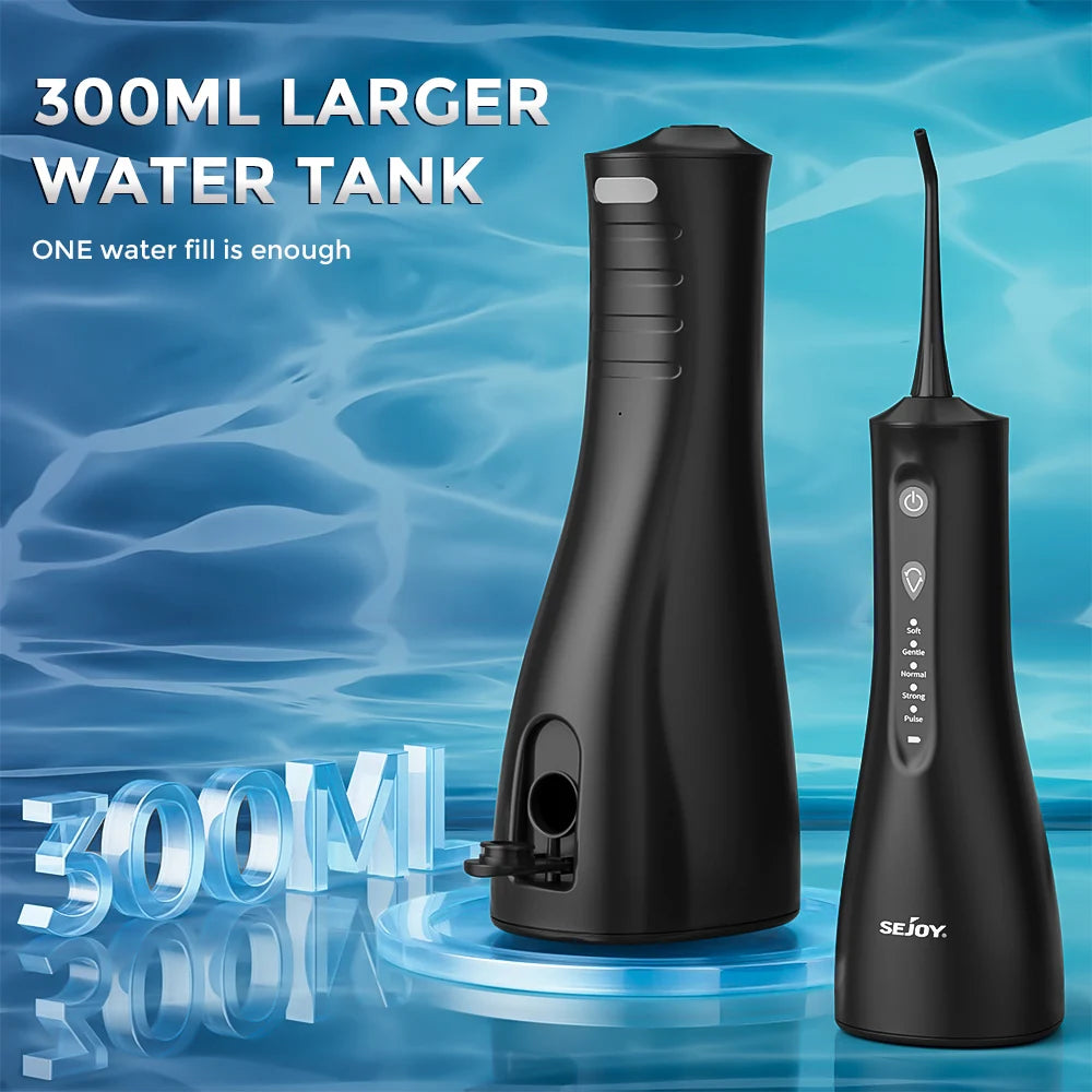 Water Dental Flosser Portable Dental Oral Irrigator with 5 Modes 5 Jet Tips Rechargeable Waterproof Teeth Cleaner